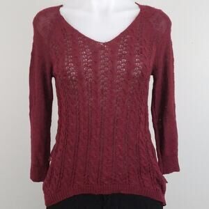 NWT American Rag Lightweight V-Neck 3/4 Sleeve Lace Sweater Women's Size XS